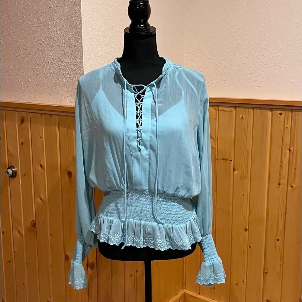 Venus sheer mint green renaissance poet BOHO romantic blouse